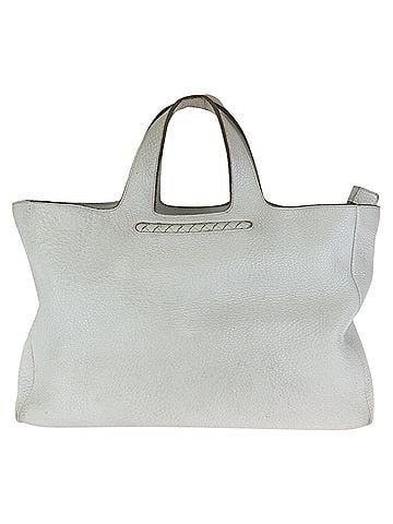 Bottega Veneta BOTTEGA VENETA Intrecciato White Leather Tote Bag with Silver Hardware (149055) - Women's Handbag (view 1)