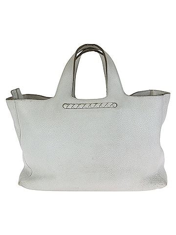 Bottega Veneta BOTTEGA VENETA Intrecciato White Leather Tote Bag with Silver Hardware (149055) - Women's Handbag (view 2)