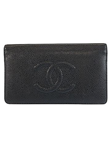 Chanel CHANEL Coco Mark Black Leather Long Wallet for Women (view 1)