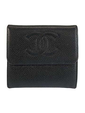 Chanel CHANEL Coco Mark Black Leather Folding Wallet Compact for Women (view 1)