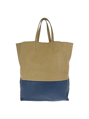 Céline CELINE Horizontal Cabas Bicolor Beige Blue Gold Hardware Leather Tote Bag Unisex Women's (view 1)