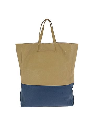 Céline CELINE Horizontal Cabas Bicolor Beige Blue Gold Hardware Leather Tote Bag Unisex Women's (view 2)
