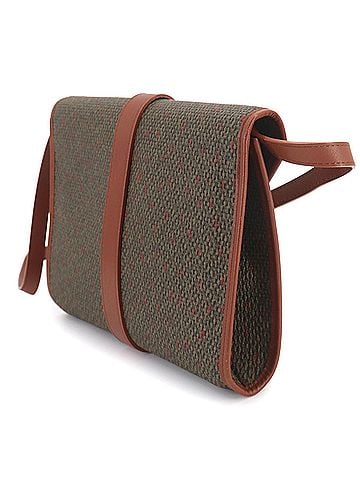Yves Saint Laurent Yves Saint Laurent 2-way Shoulder Clutch Handbag, Leather, Brown/Green, Gold Hardware. (view 2)