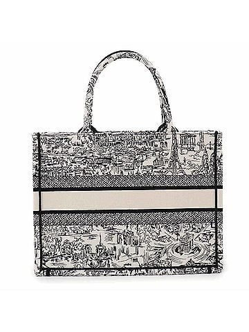 Christian Dior Christian Dior Book Tote Medium Handbag, Canvas, White/Black, M1296ZOMP (view 1)