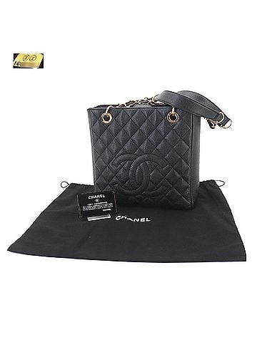 Chanel Chanel Matelasse PST Chain Tote Handbag, Caviar Leather, Black, Gold Hardware, A20994 (view 1)