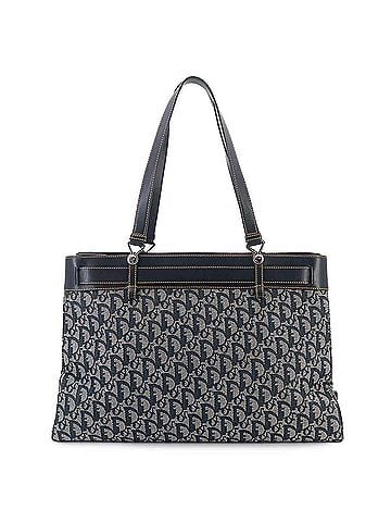 Christian Dior Christian Dior Trotter Tote Handbag, Canvas and Leather, Navy, Silver Hardware. (view 1)
