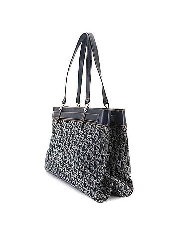Christian Dior Christian Dior Trotter Tote Handbag, Canvas and Leather, Navy, Silver Hardware. (view 2)