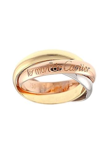 Cartier Cartier Trinity Medium MM #51 Ring, 18K Yellow Gold, White Pink Triple Band, Three 3 Colors, 750 Gold. (view 1)