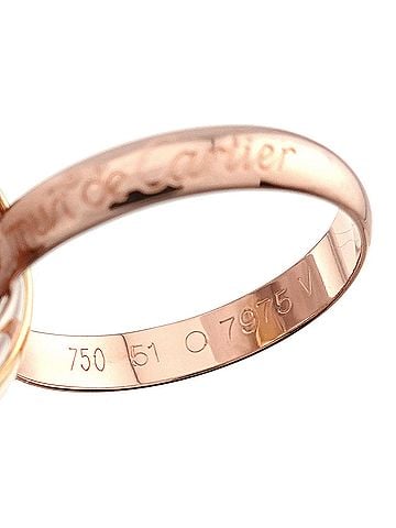 Cartier Cartier Trinity Medium MM #51 Ring, 18K Yellow Gold, White Pink Triple Band, Three 3 Colors, 750 Gold. (view 2)