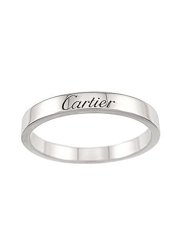 Cartier Cartier C de Ring #61, 3mm wide, Platinum, Engraved. (view 1)