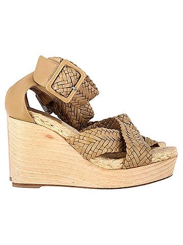 Hermès Hermès Criss-Cross Ankle Strap Wedges in Beige Leather (view 1)
