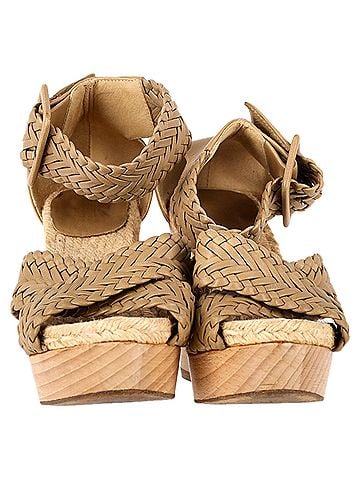 Hermès Hermès Criss-Cross Ankle Strap Wedges in Beige Leather (view 2)