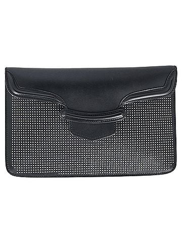 Alexander McQueen Alexander McQueen Studded Heroine Flat Pouch in Black Leather (view 1)