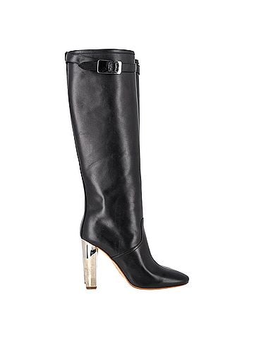 Hermès Hermès Chrome Heel Knee Boots in Black Leather (view 1)