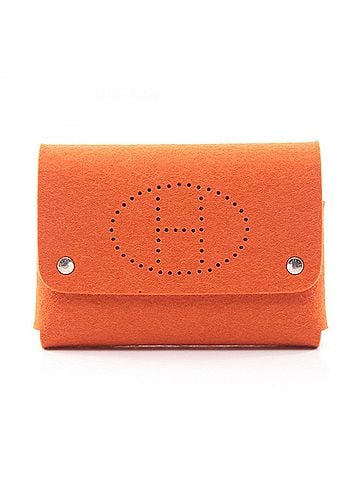 Hermès Hermes Etui Carte GM Playing Card Case Handbag Pouch Felt Women's Orange (view 1)