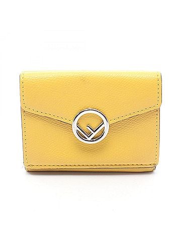 Fendi Fendi F is Tri-fold Wallet, Leather, Women's, Yellow (view 1)