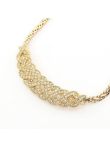 Christian Dior Christian Dior Dior necklace, gold-plated (GP) rhinestone necklace for women, gold-toned and clear. (view 1)