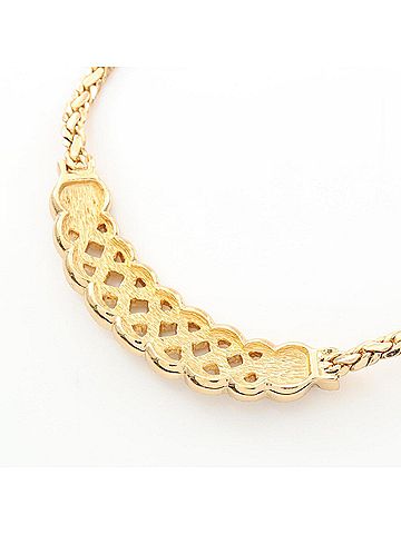 Christian Dior Christian Dior Dior necklace, gold-plated (GP) rhinestone necklace for women, gold-toned and clear. (view 2)