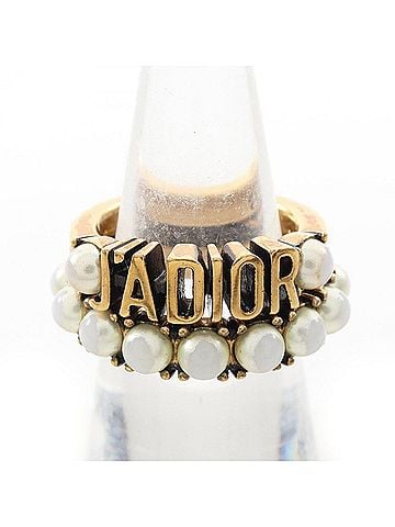 Christian Dior Christian Dior Dior J'ADIOR 2-piece ring set, gold-plated (GP) with faux pearls, women's, gold and white tones. (view 1)
