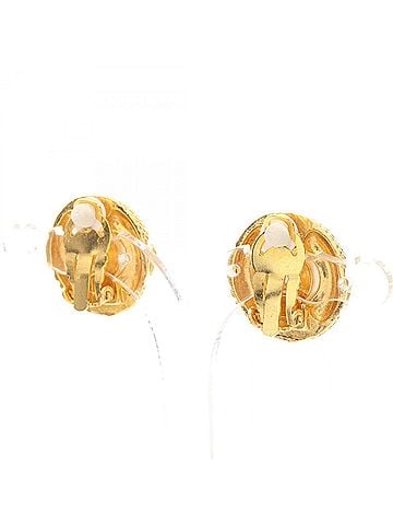 Chanel Chanel Coco Mark Earrings, Gold Plated (GP), Faux Pearl, Women's, Gold/White Tones (view 2)