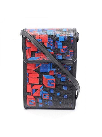 Gucci Gucci Square G Space Phone Holder Shoulder Bag Handbag, Coated Canvas Leather, Women's, Black, Blue, Red, 631766 (view 1)