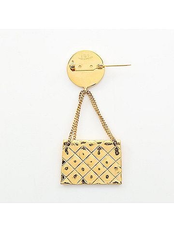 Chanel Chanel Matelassé handbag motif brooch accessory, gold plated (GP), women's, tone. (view 2)