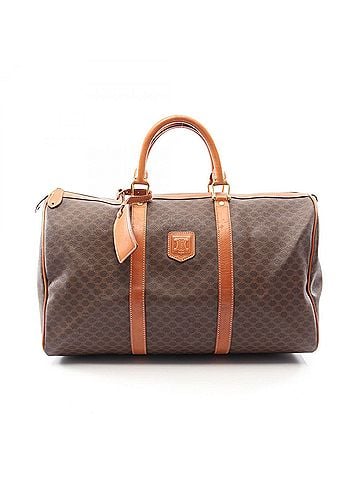 Céline Celine Macadam Boston Bag Handbag, Coated Canvas Leather, Women's, Brown (view 1)