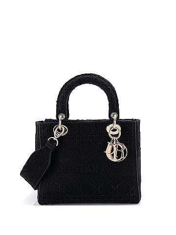 Christian Dior Lady D-Lite Bag Cannage Embroidered Canvas Medium (view 1)