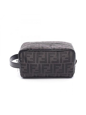 Fendi Fendi FF Jacquard Small Handbag Pouch Canvas Leather Men's Black/Gray 7N0151 (view 1)