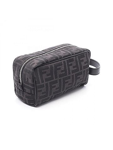 Fendi Fendi FF Jacquard Small Handbag Pouch Canvas Leather Men's Black/Gray 7N0151 (view 2)