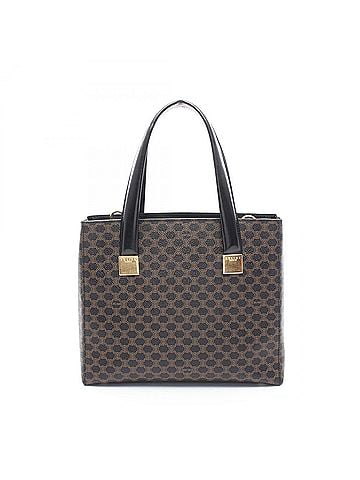 Céline Celine Macadam Handbag, Coated Canvas Leather, Women's, Black/Brown (view 1)