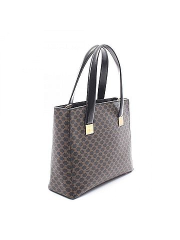 Céline Celine Macadam Handbag, Coated Canvas Leather, Women's, Black/Brown (view 2)