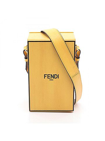 Fendi Fendi Box Shoulder Bag Handbag Leather Men's Women's Yellow/Black VA519 (view 1)