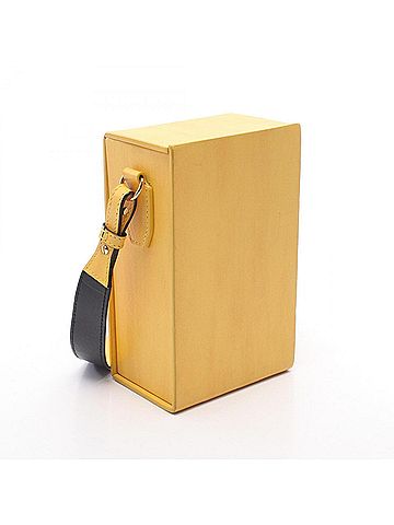 Fendi Fendi Box Shoulder Bag Handbag Leather Men's Women's Yellow/Black VA519 (view 2)