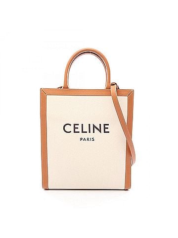 Céline Celine Small Vertical Cabas Triomphe 2-Way Tote Bag/Handbag, Canvas and Leather, Women's, Ivory/Brown, 191542 (view 1)