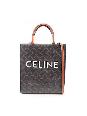 Céline Celine Small Vertical Cabas Triomphe 2-Way Tote Bag/Handbag, Coated Canvas and Leather, Women's, Black/Brown, 191542 (view 1)