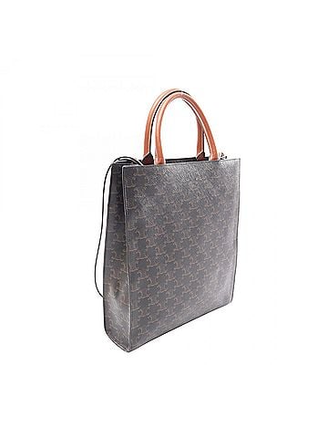 Céline Celine Small Vertical Cabas Triomphe 2-Way Tote Bag/Handbag, Coated Canvas and Leather, Women's, Black/Brown, 191542 (view 2)