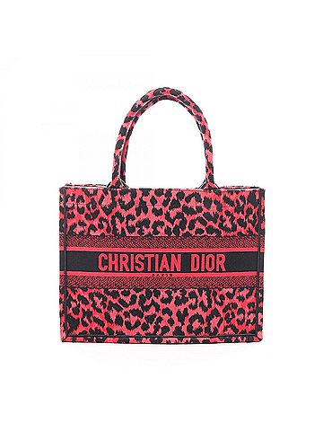 Christian Dior Christian Dior Dior Book Tote Medium Leopard Print Bag Handbag Canvas Women's Red/Black (view 1)