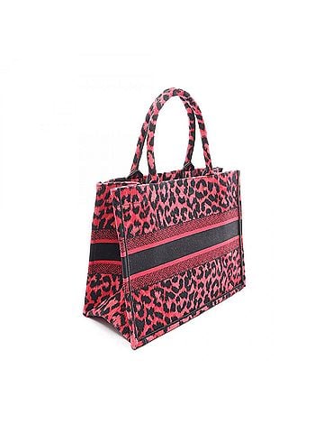 Christian Dior Christian Dior Dior Book Tote Medium Leopard Print Bag Handbag Canvas Women's Red/Black (view 2)