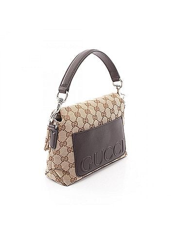 Gucci Gucci GG Canvas Sherry Line 2-Way Handbag, and Leather, Women's, Beige/Brown, 821617 (view 2)
