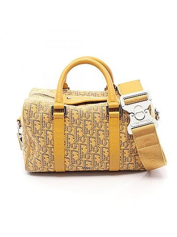 Christian Dior Christian Dior Dior Lango 26 Oblique 2-Way Handbag, Canvas and Leather, Women's, Yellow/Navy, 20-BO-0281 (view 1)