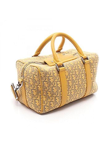 Christian Dior Christian Dior Dior Lango 26 Oblique 2-Way Handbag, Canvas and Leather, Women's, Yellow/Navy, 20-BO-0281 (view 2)