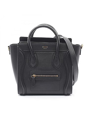 Céline Celine Luggage Nano Shopper 2-Way Handbag, Leather, Women's, Black (view 1)