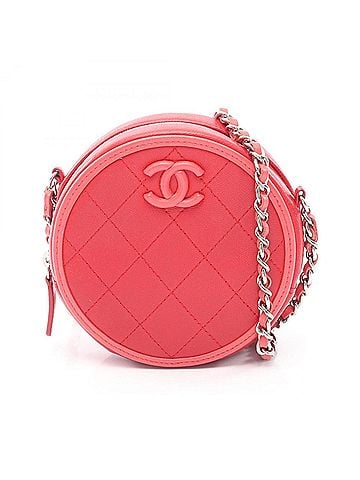 Chanel Chanel Matelassé Round Shoulder Bag/Handbag, Lambskin Leather, Women's, Red/Pink (view 1)