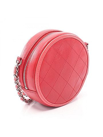Chanel Chanel Matelassé Round Shoulder Bag/Handbag, Lambskin Leather, Women's, Red/Pink (view 2)