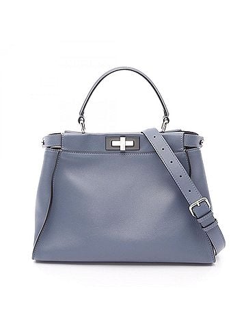 Fendi Fendi Peekaboo Regular 2-Way Handbag, Leather, Women's, Blue (8BN290) (view 1)