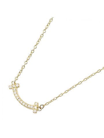 Tiffany & Co. Tiffany & Co. T Smile Mini Diamond Necklace, 18K (Yellow Gold), Diamond, Women's, Gold Tone, Clear 62617683 (view 1)