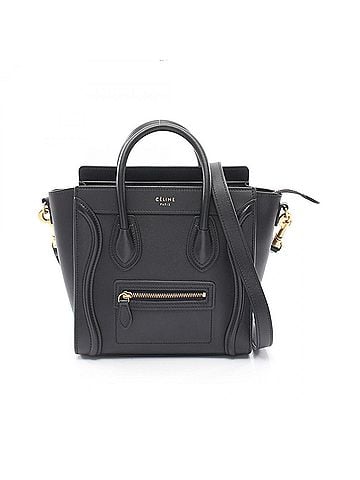 Céline Celine Luggage Nano Shopper 2-Way Handbag, Leather, Women's, Black (view 1)