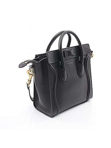 Céline Celine Luggage Nano Shopper 2-Way Handbag, Leather, Women's, Black (view 2)