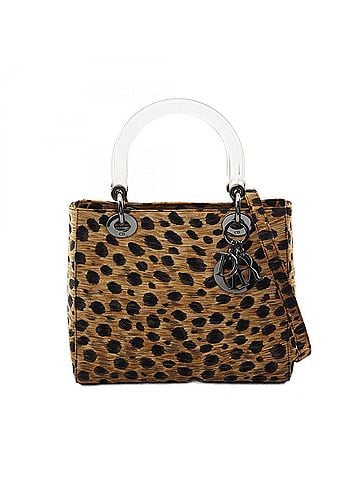 Christian Dior Christian Dior Dior LADY DIOR Leopard 2-Way Handbag, Canvas, Women's, Beige/Black (view 1)